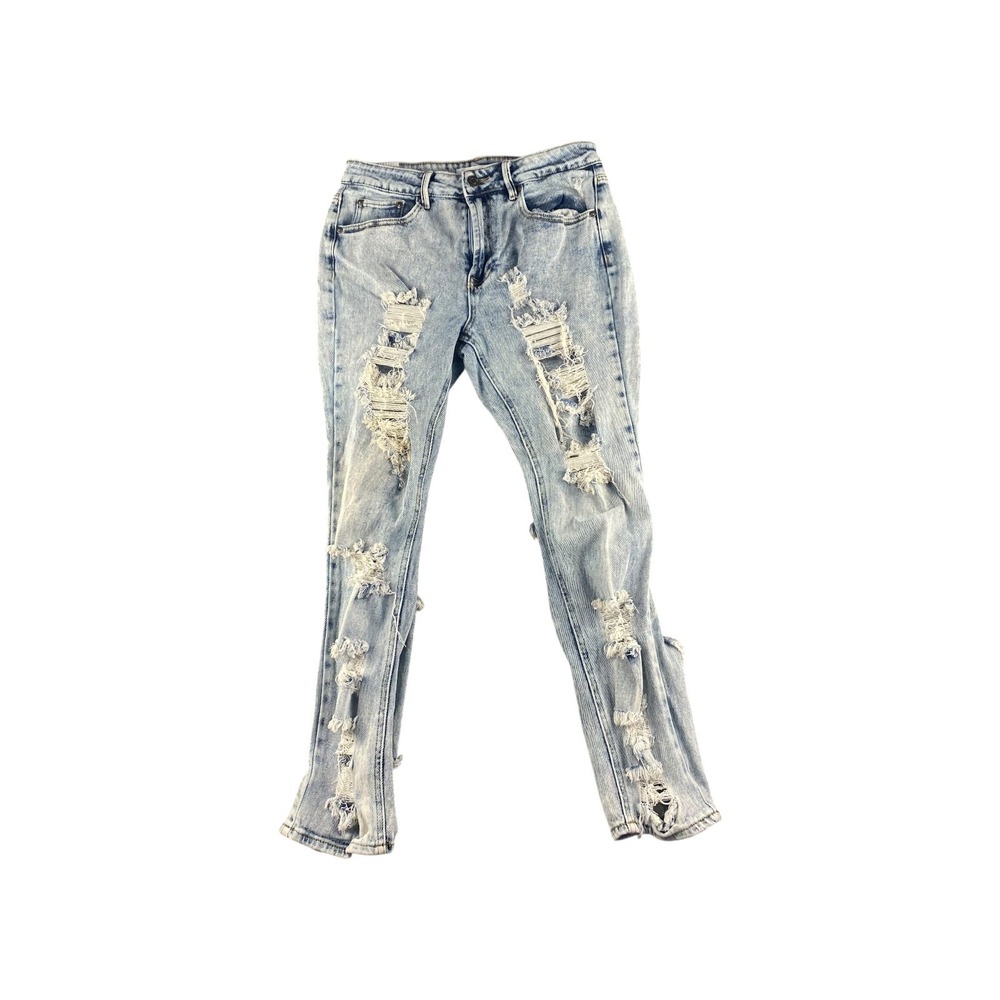 Almost Famous Acid Wash‎ Distressed Ripped Skinny Jeans Size 7